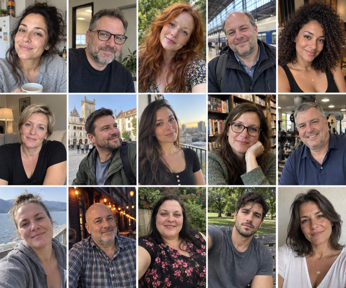 Galerie mit einzelnen Profilfotos attraktiver erwachsener Singles